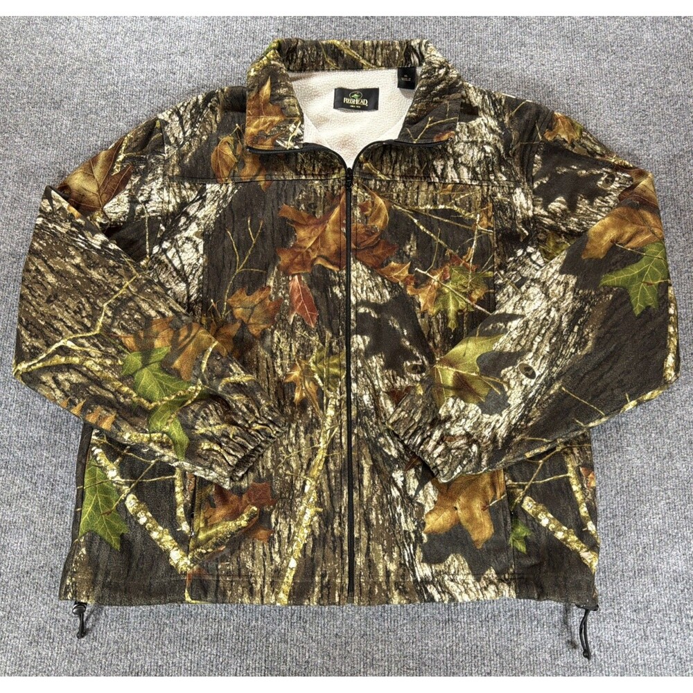 Red Head Mossy Oak Tree Camo Fleece Zip Up Jacket Men’s XL